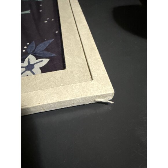 Vintage Chinese Jianzhi Paper Art Framed Bird Flowers Tree Leaves 14x6” Blue - Picture 2 of 16